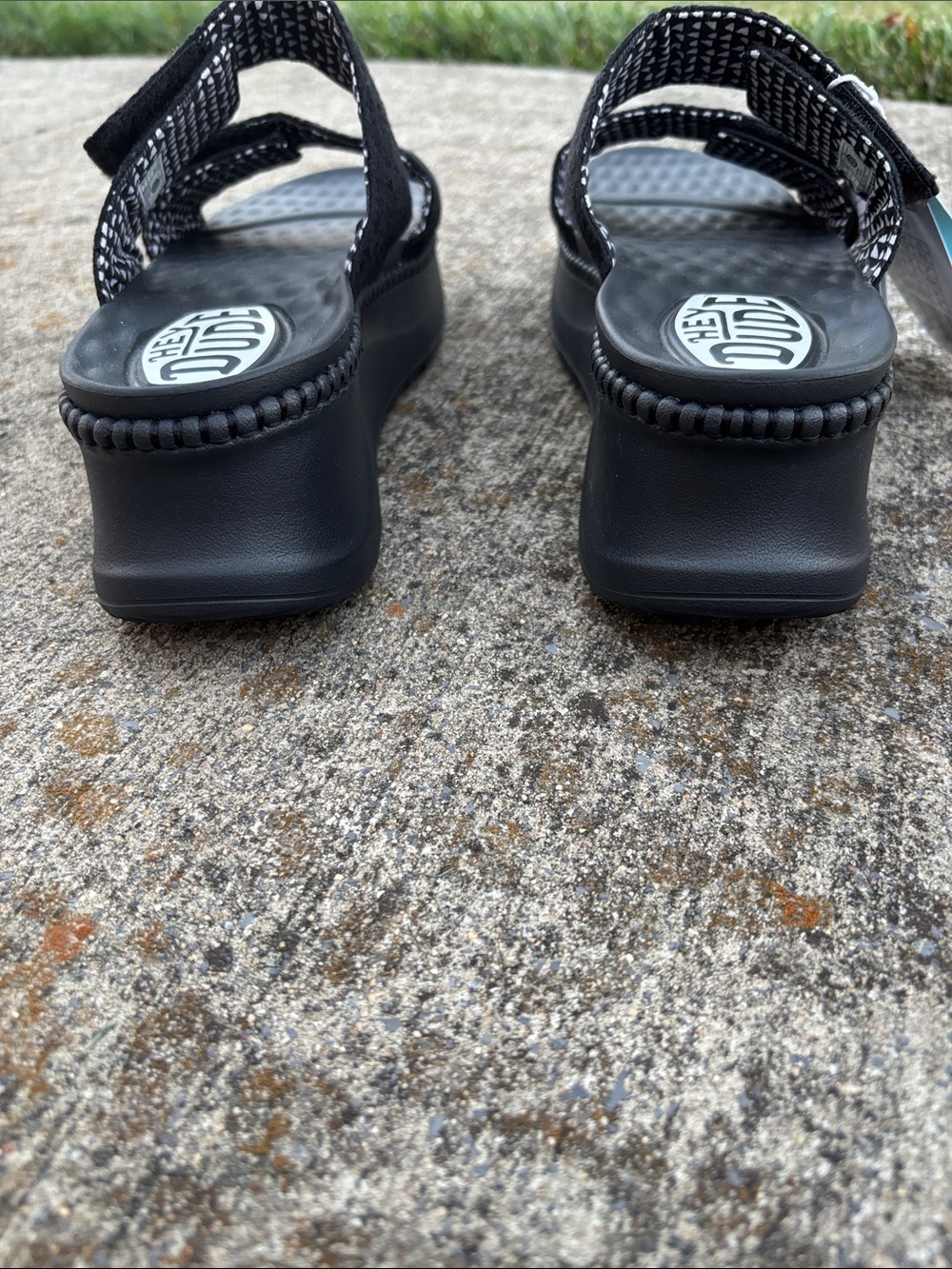 Hey Dude  Black Double-Strap Slide Sandals with Lace Detail Ladies NWT - Picture 6 of 10
